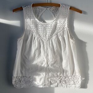 lovestitch White Lace & Crochet Trim Sleeveless Camisole